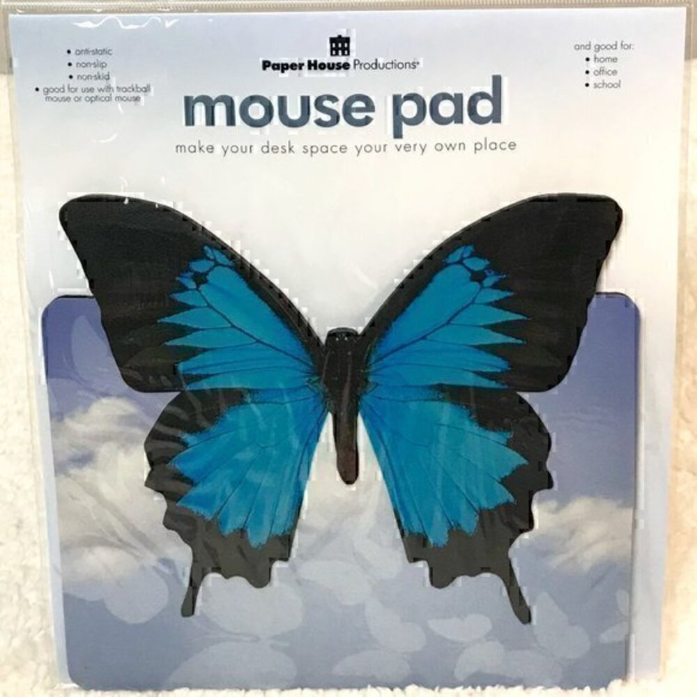 Paper House "Blue Butterfly" Desk Mouse Pad